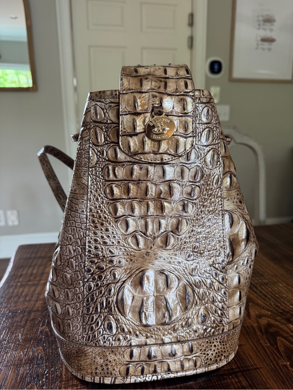 NEVER USED! Brahmin Allie Sling Bag Metallic Croc-Embossed Crossbody